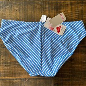 Freya lycra Bikini Bottom blue and white striped medium NWT